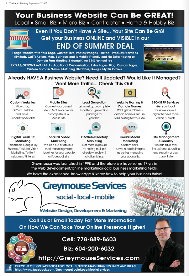 Greymouse Services BackPg Ad on TheLocalWeekly Sept27
